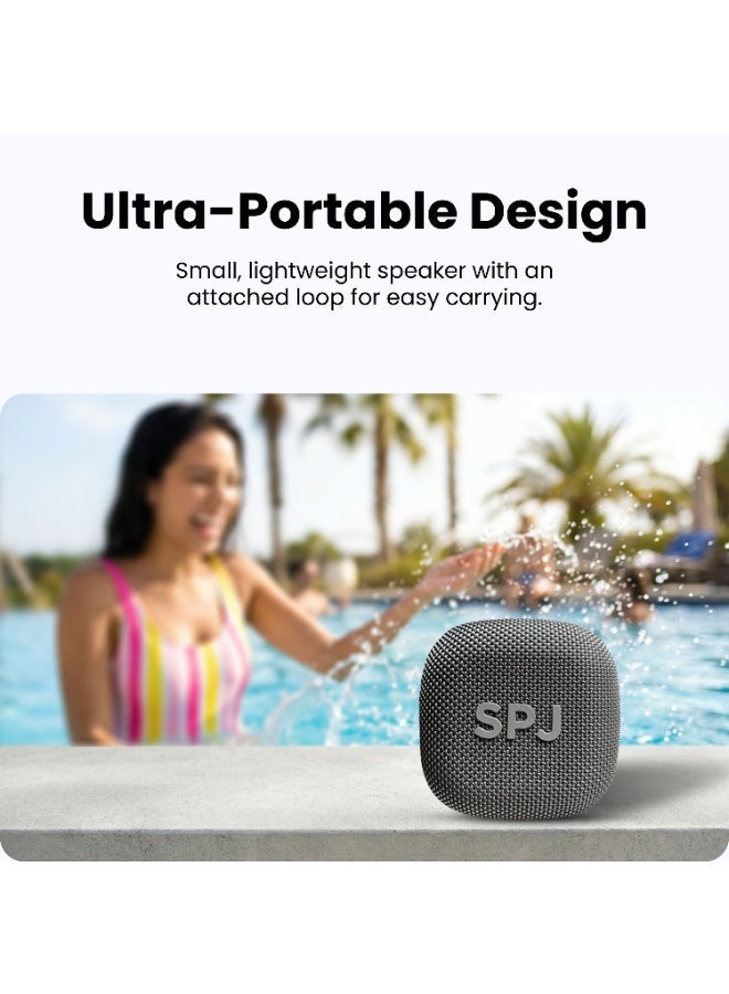 SPJ Portable Bluetooth Speaker, Compact Wireless Speaker with Clear Sound, Lightweight Design & Carry Loop – Black - Image 3